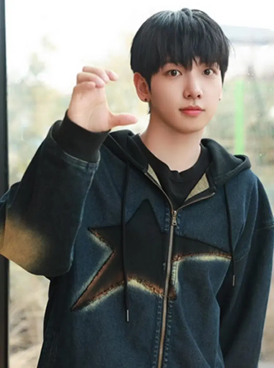 New) XTONZ Washing Denim Hooded Zip-Up (Boynextdoor Jaehyun, NCT Jaemin)