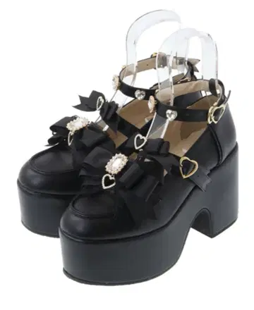 LIZLISA 하트 비쥬 플랫폼 로퍼 블랙