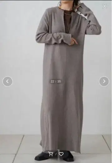 Omekashi 2way 지퍼 리브 니트 원피스 그레이 38