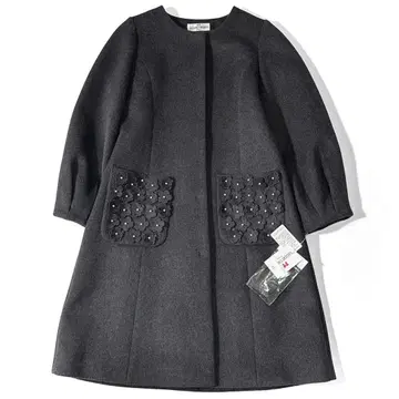 갤러리 비스콘티 노카라 울 롱 코트 꽃 벌룬 소매 2