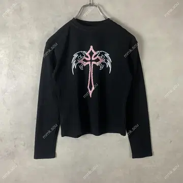 00s y2k 십자가 크로스 로사리오 깃털 archive 티셔츠