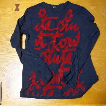 장 폴 고티에 블랙 레드 그래픽 긴팔 티셔츠