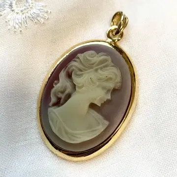 빈티지 카메오 펜던트 목걸이 쉘 골드 앤티크 레트로 2