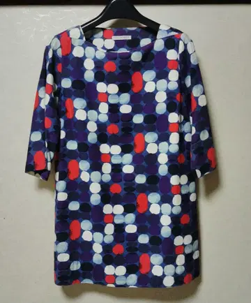marimekko 다색 도트 무늬 칠부 소매 튜닉 34 사이즈