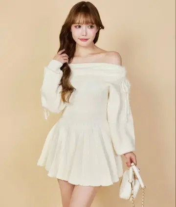 oneafteranotherNICECLAUP 오프숄더 니트 원피스