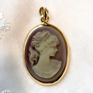빈티지 카메오 펜던트 목걸이 쉘 골드 앤티크 레트로