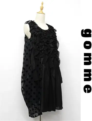 V281/gomme 슬리브리스 원피스 플레어 비대칭 프릴