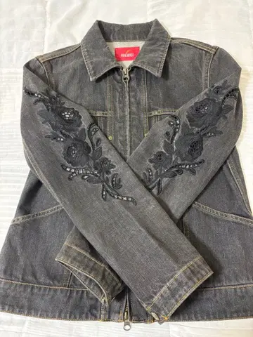 핑크하우스 데님 자켓 G 자수 장미