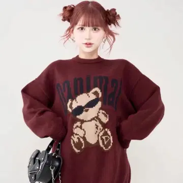 darich 다리치 베어 니트 풀오버 보르도 곰