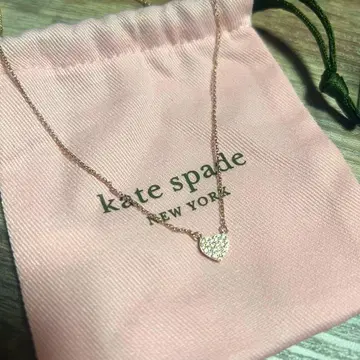 케이트 스페이드 하트 모양 목걸이 핑크 골드 파우치 포함