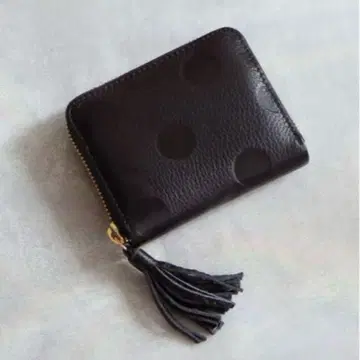 [ 새상품급 ] perche 도트 엠보 아코디언 주름 카드 지갑 블랙