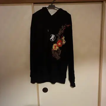 L 사이즈 CORE 꽃무늬 자수 달 토끼 프린트 후드티