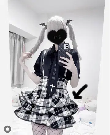 MARS ZIP 프릴 치마바지 체크