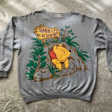 빈티지 미키 패밀리 곰돌이 푸 트레이닝복 그레이 M