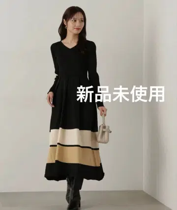 새상품 정가 15,950엔 프로포션 백리본 니트 원피스 블랙