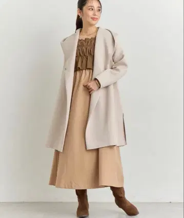 un dix cors 스퀘어 이소재 셔링 원피스 브라운 프리 사이즈