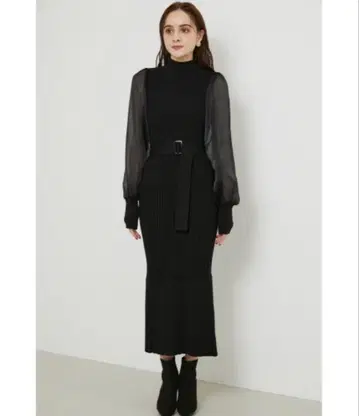 rienda 샤이니 슬리브 머메이드 원피스