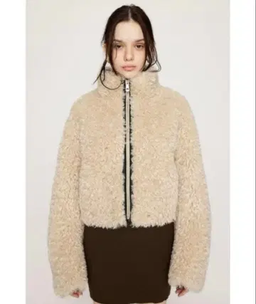 SLY 라이트 크롭 보아 블루종 보아 자켓 아이보리