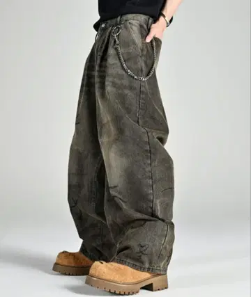 ADRER 빈티지 메이크 와이드 테이퍼드 데님 XS