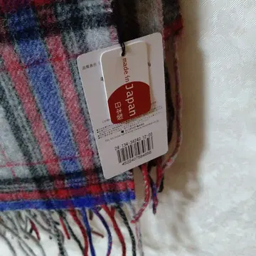 체크 무늬 스톨 그레이 빨간색 파랑 새상품 울 100%