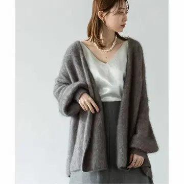 NOBLE 퍼 니트 퍼프 가디건