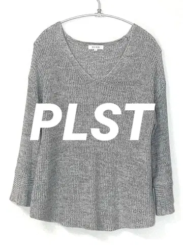 PLST 플라스테 긴팔 V넥 니트 플레어 슬리브 M 화이트