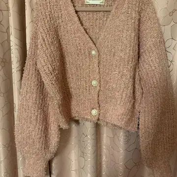 미셸 마카롱 라메 니트 비쥬 버튼 가디건