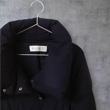 PLST 플라스테 다운 코트 네이비 M 밑단 이소재 롱