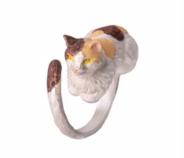 미사용 새상품 상자 앉은 고양이 반지