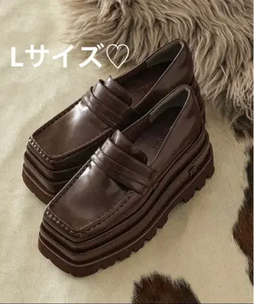 Darich 에나멜 플랫폼 로퍼 브라운 L 사이즈