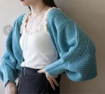 로리즈팜 라메 스팽글 볼레로 그린 라이트 블루