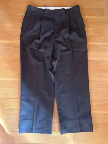 다크 브라운 플리츠 슬랙스 와이드 슬랙스 배기 빈티지 구제 의류