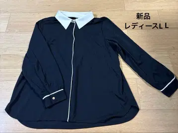 네이비 긴팔 셔츠 화이트 파이핑 LL