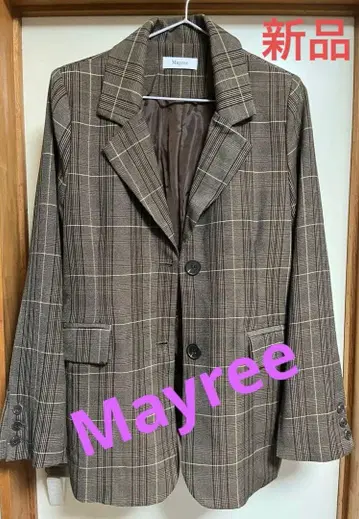 Mayree 브라운 계열 체크 테일러드 자켓