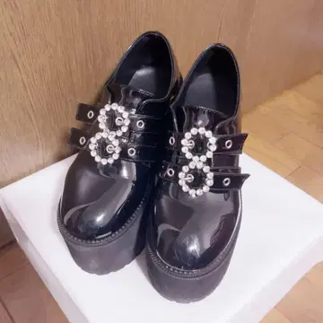 BUBBLES 더블 버클 통굽 신발 38 23~23.5cm