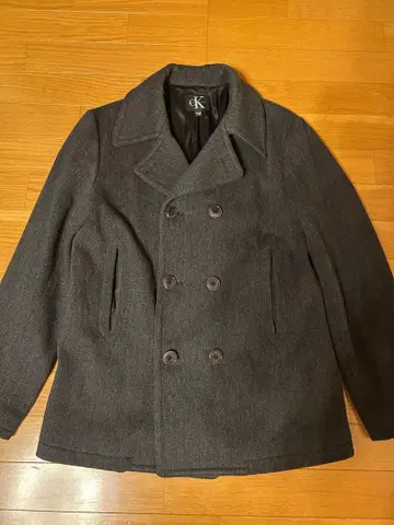 90s 캘빈 클라인 그레이 피 코트 코트 구제 의류 레어 울