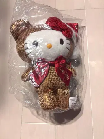 헬로키티 봉제 인형 크리스마스 산타 골드 컬러 레어