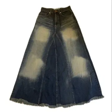 데님 플레어 스커트 다크 블루 데님