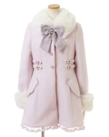 LIZLISA 비쥬 리본 미니 기장 A라인 코트