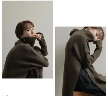 louren side slit turtle neck knit