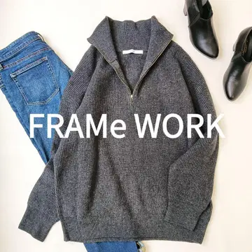 새상품급 24aw 프레임워크 와플 하프 지퍼 풀오버 니트 루즈핏