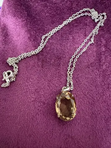 브라운 스톤 목걸이 실버 925