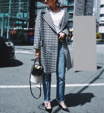 ZARA 자라 깅엄 체크 트렌치코트 체스터