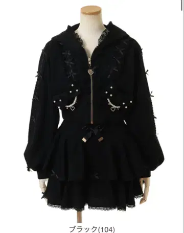 리즈리사 리본 후드티 셋업 블랙