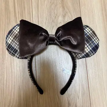 [새상품급] Disney 머리띠 체크 브라운 미니