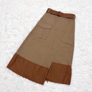 [ 새상품급 ] HERENCIA 헤렌시아 벨트 포함 투톤 컬러 랩스커트