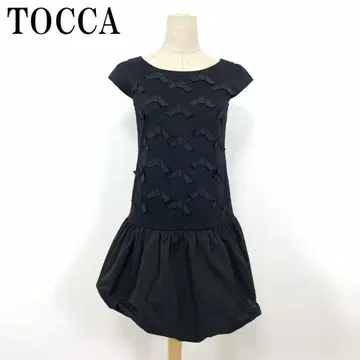 LA6460 토카 코튼 반팔 디자인 원피스 리본 블랙 0