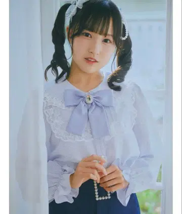 Ank Rouge 깅엄 블라우스 블루