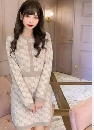 미셸 마카롱 MM 모노그램 니트 원피스 XS