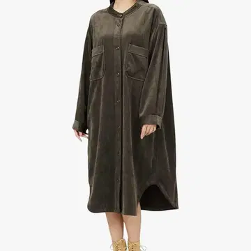 컨디션 최상 스나이델 코듀로이 셔츠 원피스 오버 사이즈 짙은 갈색